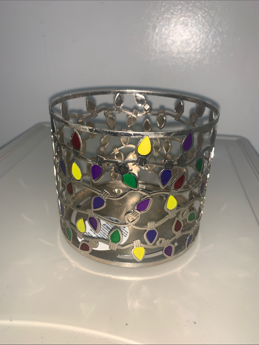 Bath and body Works Festive Multicolor Metal Candle Holder - Silver